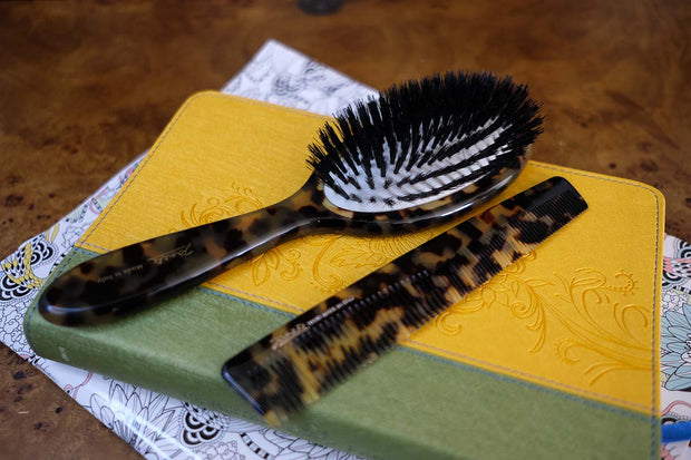Janeke Handmade Spotted Family Hairbrush with Natural Bristles, 8 3/4 Inches  27212S - Boyd's Madison Avenue