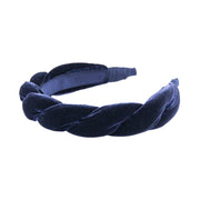Anna Fashion Headband 1" velvet twist in navy blue