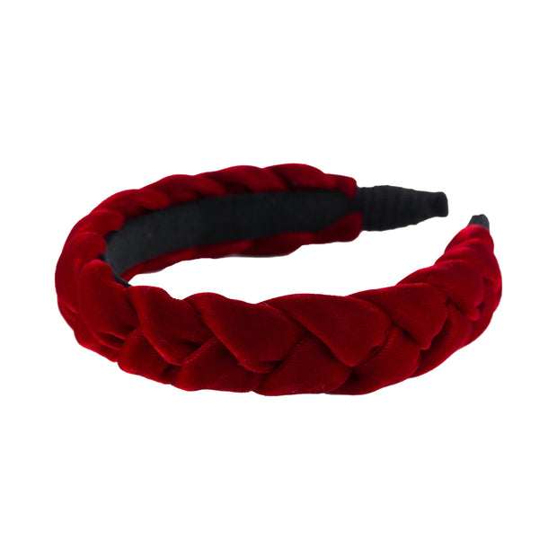 Anna Fashion Headband 1" velvet braid in red