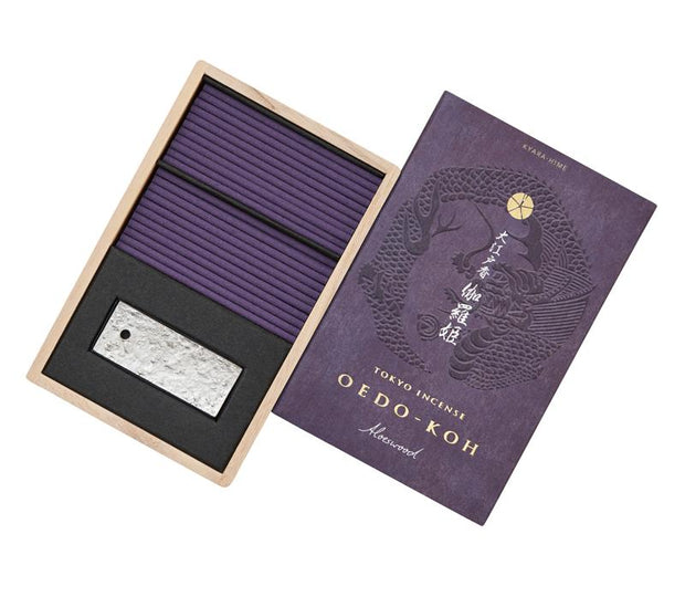 Oedo-Koh Aloeswood Japanese Incense in a plum colored box