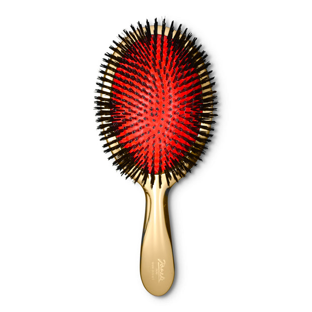 Janeke Large Metallic Paddle Pneumatic Hairbrush with Natural Bristles, 9.25" Long  AUSP23 SF