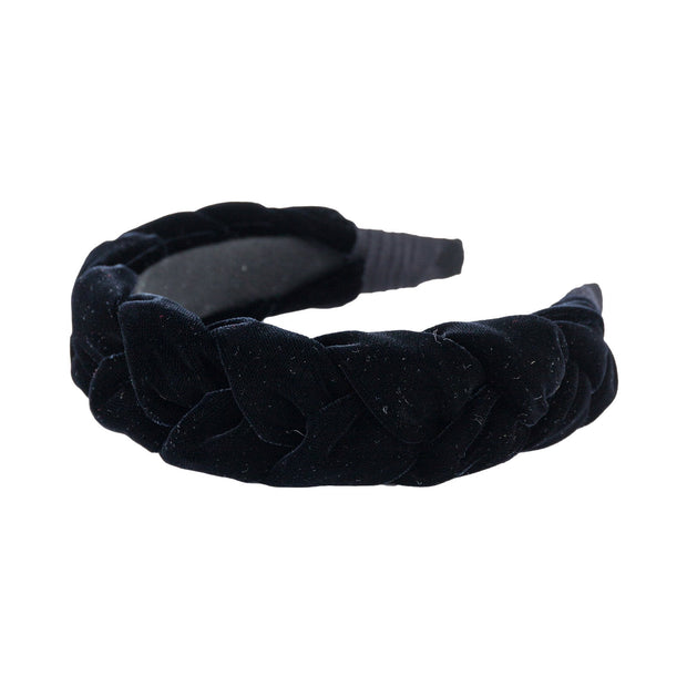 Anna Fashion Headband 1.5" wide velvet braid in black