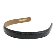 Wardani 3/4" embossed croc leather headband black