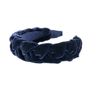 Anna Fashion Headband 1.5" wide velvet braid in navy blue