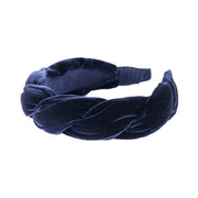 Anna Fashion Headband, Velvet, Twist 1.5" Wide in navy blue