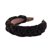 Anna Fashion Headband 1.5" wide velvet braid in brown