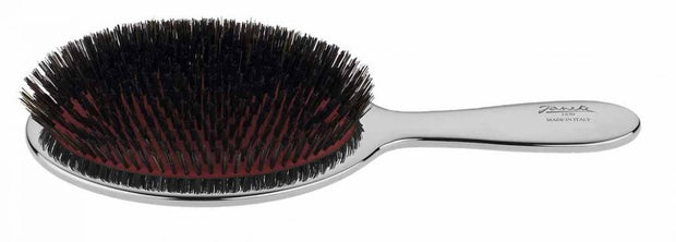 Janeke Large Paddle Brush with Mixed Bristle in Chromium