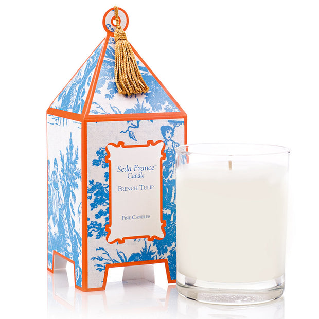 Seda France French Tulip Classic Toile Pagoda Box Candle