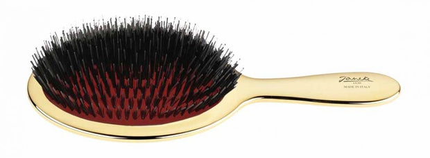 Janeke Large Paddle Brush with Mixed Bristle in Gold