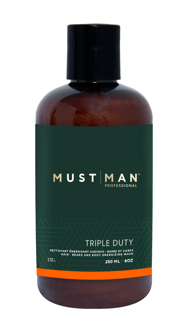 Must Man - Triple Duty - 3 in 1 Hair, beard and body energizing wash , 8 Oz.