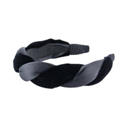 Anna Fashion Headband 1.5" velvet and  satin twist in black