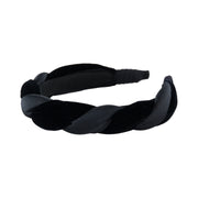 Anna Fashion Headband 1" velvet and  satin twist in black