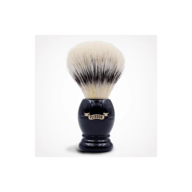 Plisson shaving brush for sensitive skin with black acetate handle 