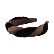 Anna Fashion Headband 1.5" velvet and  satin twist in brown
