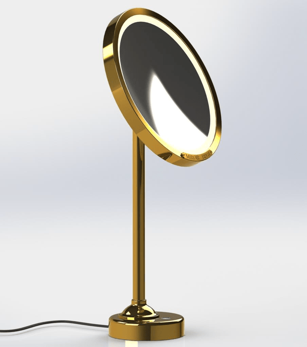 Copper colored lighted mirror