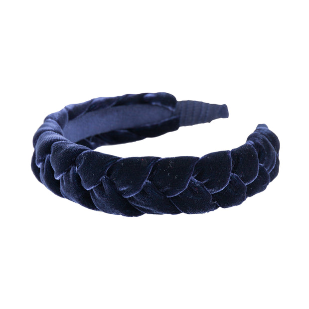 Anna Fashion Headband 1" velvet braid in navy
