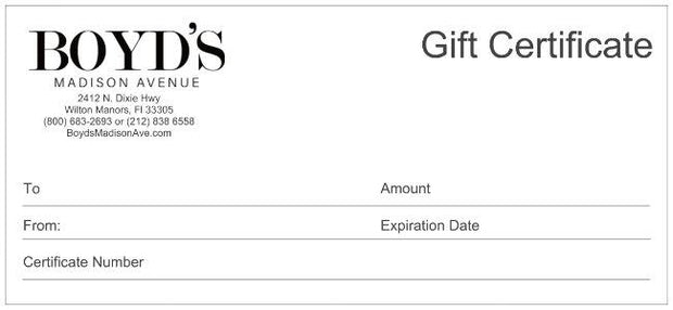 Boyd's Madison Avenue Gift Certificate - Boyd's Madison Avenue
